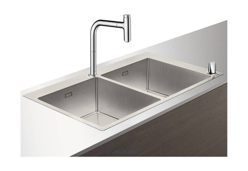 Hansgrohe Edelstahl Küchenspüle Spülencombi 370 x 370 chrom C71-F765-10