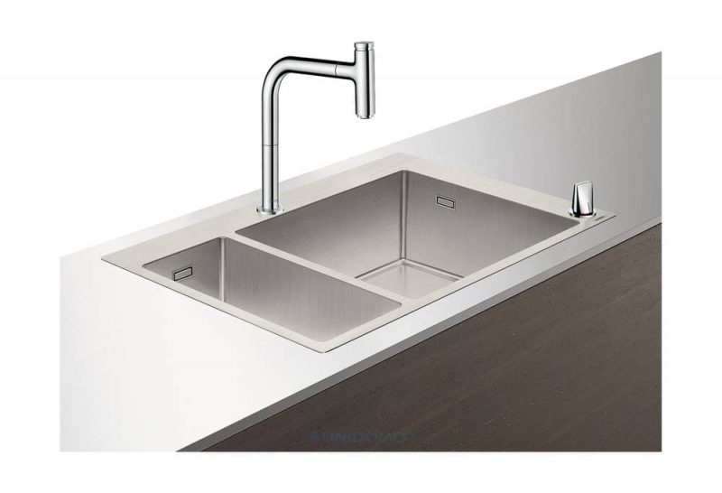 Hansgrohe Edelstahl Küchenspüle Spülencombi 180 x 450 chrom C71-F655-09