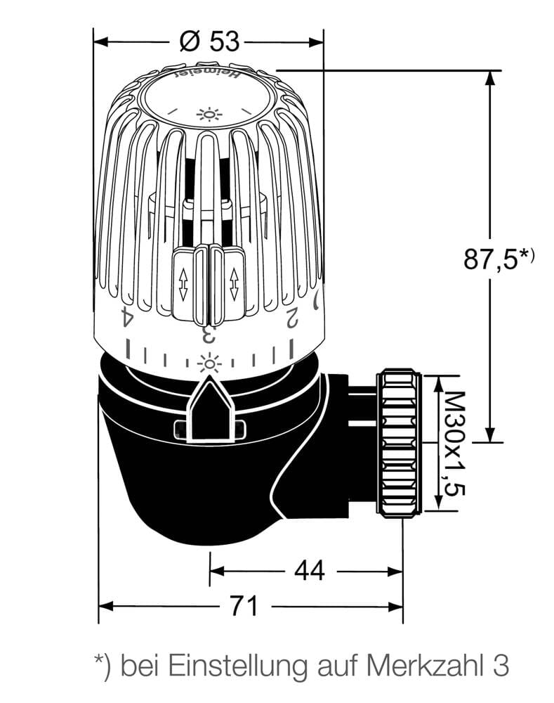 Heimeier Thermostatkopf Winkelform Eckform M30x1,5 WK 7300-00.500