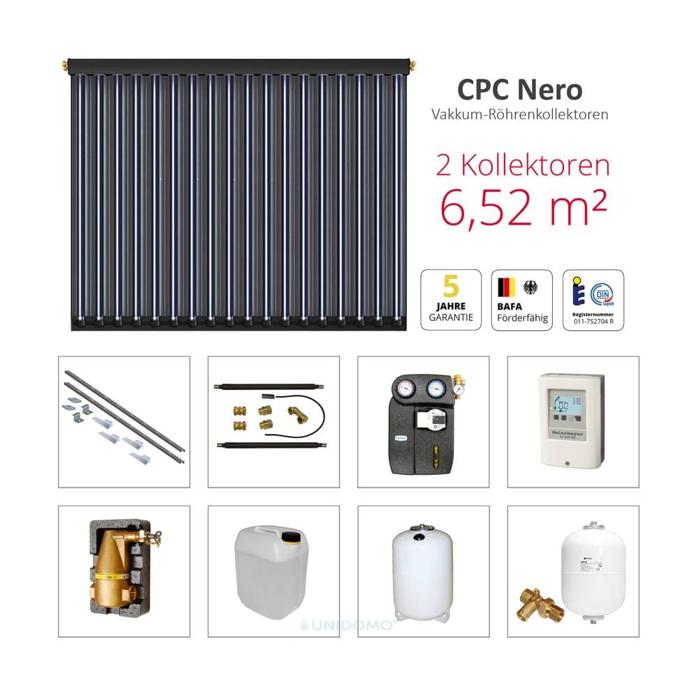 Solarbayer CPC NERO Solarpaket 2 – B Fläche m2: Brutto 6,52 / Apertur 5,66
