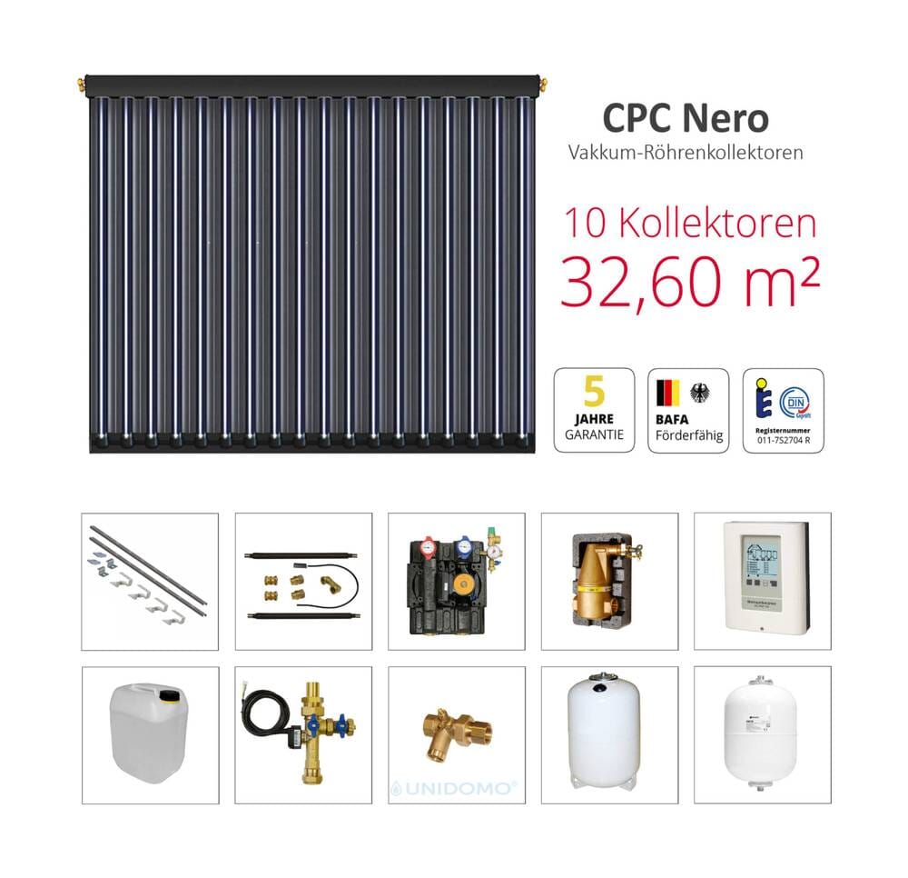 Solarbayer CPC NERO Solarpaket 10 – Z Fläche m2: Brutto 32,60 / Apertur 28,30