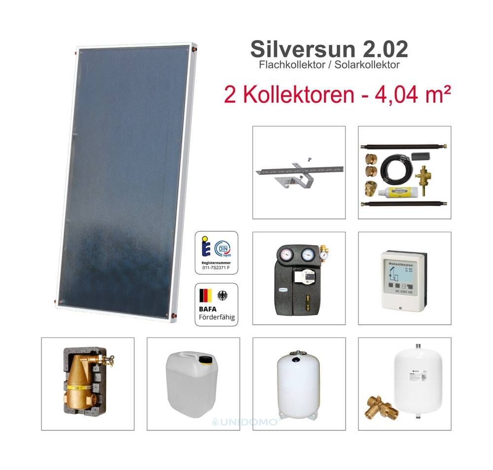 Solarbayer Silversun Solarpaket 2 Fläche m2: Brutto 4,04 / Apertur 3,66